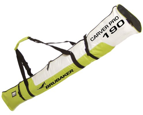 BRUBAKER Skisack Carver PRO - Gepolsterter Skitasche mit Zipperverschluss - 190 cm - Skibag Grün/Weiß