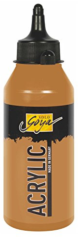 KREUL 84234 - Solo Goya Acrylic goldocker, 250 ml Flasche, cremige vielseitig einsetzbare Acrylfarbe in Studienqualität, auf Wasserbasis, schnell und matt trocknend, gut deckend, wasserfest