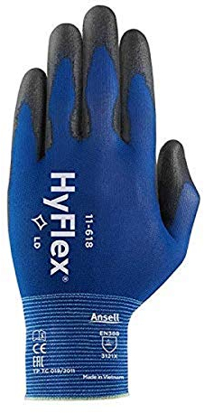 Arbeitshandschuhe Ansell HyFlex® Nylon schwarz-blau in XS Gr. 6, schwarze Beschichtung auf dunkelblauem Träger
