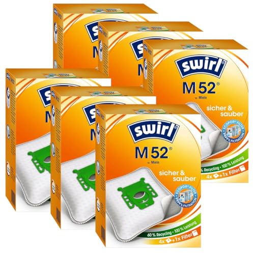 6 x Swirl Staubsaugerbeutel M 52 MicroPor Staubbeutel Microvlies