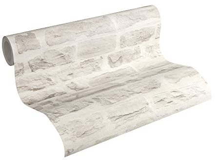 A.S. Création Papier Peint Brique Elements Papier peint intissé 10.05 m x 0.53 m Gris Fabriqué en Allemagne 355804 35580-4