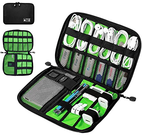 DAMIGRAM Accesorios Electrónicos Bolsa De Viaje Impermeabile de Nylon Organizador de Cable Electrónico para USB Cables, Disco Flash, Cargador, Banco de Energía