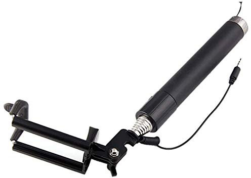 Perche Selfie Metal pour Samsung Galaxy S20 FE Smartphone avec Cable Jack Selfie Stick Android iOS Reglable Bouton Photo (Noir)