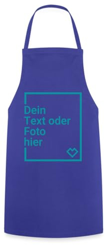Spreadshirt Kochschürze Personalisiert mit Foto oder Text aus 100% Baumwolle | Grillschürze für Damen & Herren | Küchenschürze inkl. Kordelzug, One size, Royalblau
