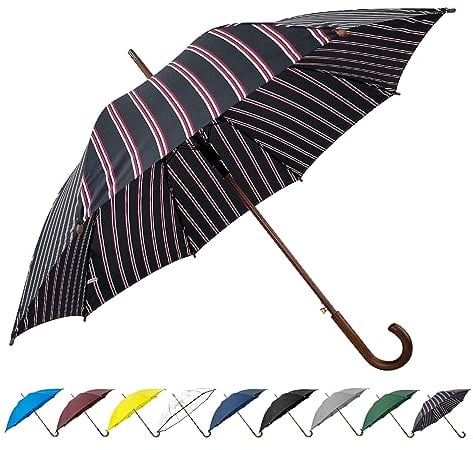 SoulRain Regenschirm mit Holzgriff, 121,9 cm, winddicht, unzerbrechlich, Regenschirm (elegante Streifen)…