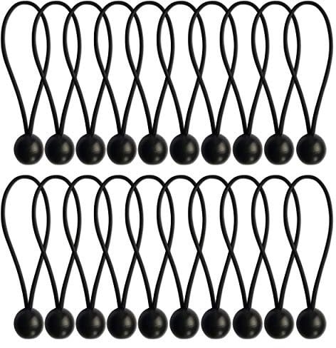 Bungee Cords Set of 20 Pieces – 8 Inch Multifunctional Bungee Straps – Reusable Elastic Tarp Rope Ties – Heavy Duty Durable Construction – Ideal for Tents, Tarpaulin, Flag Poles. Set by MYPURECORE