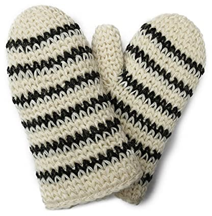Hollert Handgestrickte Fausthandschuhe gefüttert Streifen Modell 5 Unisex Winter Handschuhe Fäustlinge