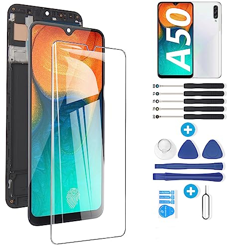 RongZy Pantalla para Samsung Galaxy A50 Táctil LCD de Repuesto Ensamblaje Digitalizador Reemplazo para Samsung A50 SM-A505F/DS con Herramientas de Reparación(Negro)
