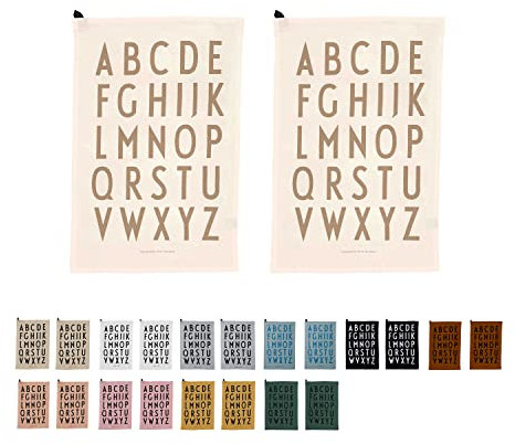 Design Letters Tea Off White - 100% Baumwolle, Oeko-Tex-Zertifiziert, weich, saugfähig und trocknet schnell, 2 STK, dekorativ mit ikonischem Alphabetdruck, L: 60 x B: 40cm