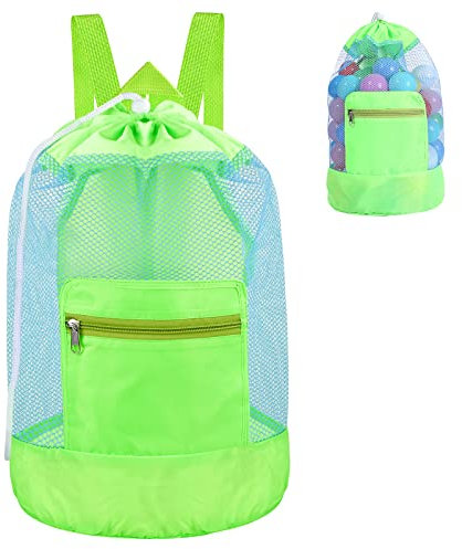 Vesaneae Bolsa de Juguetes de Playa, Gran Bolsa de Playa de Malla, Bolsa Grande de Malla para Juguetes de Playa, Mochila con Cordón Ajustable para Niños, Juguetes para Niños Bolsas de Almacenamiento