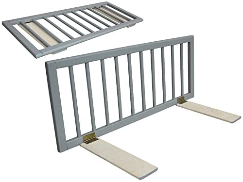 Micoland Bettgitter Bettschutzgitter Kinderbettgitter massiv 90x35 cm grau