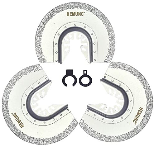 HEMUNC 3Pcs Oscillating Tool Blades for Grout Removal Tile Mortar Concrete Masonry, Oscillating Multi Tool Diamond Saw Blades for Dewalt Milwukee Rockwell Bosch Dremel Ryobi Ridgid Multitool