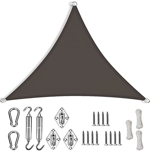 RYNS Sonnensegel Dreieck Rechtwinklig 9.8x9.8x9.8m Sonnenschutz HDPE Windschutz mit UV Schutz sonnensegel Befestigung mit Sonnensegel Befestigung für Pergola Beschattung Terrasse, Dunkelgrau