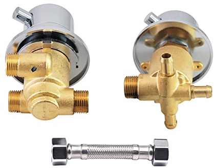 2/3/4/5 Output Brass Thermostatic Shower Faucet Split Type Thermostatic Control Valve for Shower Steam Room Shower Colum Panel, Brass Cartridge, G1/2 Water Mixing Valve (Intubation 3 Way)