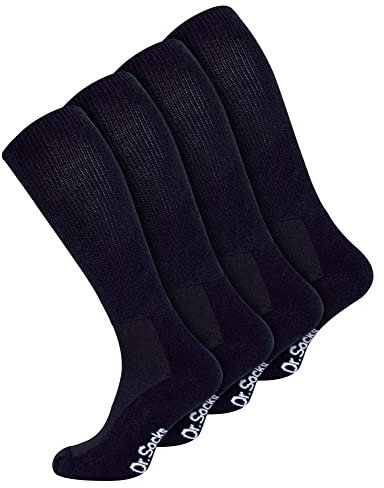 Dr. Socks | Chaussettes Hautes Sans Élastique pour Diabétiques | Homme et Femme | Longues pour Pieds Gonflés | Extra Large en Bambou Genoux (39-42, Noir)