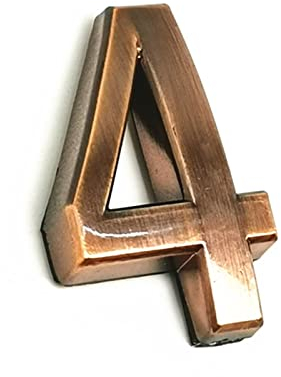 Selbstklebende 3D Hausnummern 3,5cm Nummer ABS Galvanik 3M Aufkleber Schilder Türschild Ziffern Rot Kupfer Braun 0?9 Adressschilder für Hotel Apartment Villa Zimmer Adresse Briefkasten (4)