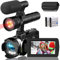Video Camera Camcorder FHD 4K 48MP 30FPS YouTube Vlogging Camera Recorder IR Night Vision 20X Digital Zoom 3.0'' 270 Degree Rotation IPS Screen Digital Camcorder with Camera bag and 2 Batteries