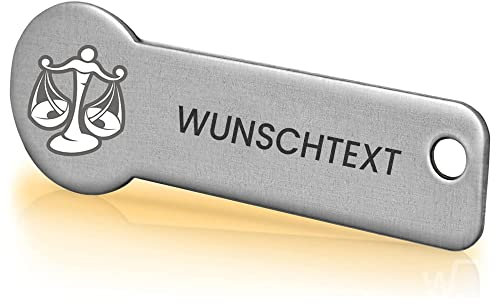 Einkaufswagenlöser ® Personalisiert mit Sternzeichen/Personalisierter Schlüsselanhänger mit Gravur & Schlüsselfundservice/Einkaufschip zum Rausziehen/Entriegler für Einkaufswagen - Waage