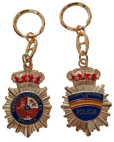 llavero metalico escudo brazo de policia Nacional de España pintado a mano por las 2 caras