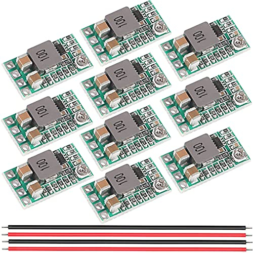 Youmile 10 pcs 5V Regulator Module Mini Voltage Reducer DC 4.5-24V 12V 24V to 5V 3A Buck Converter Board high conversion Power Supply Module with 26AWG Red and black cable