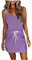 Robe de salon violette pour adolescente - Sans manches - Bretelles spaghetti - Robe bustier à col en V - Tunique amincissante - Robe d'été et d'automne 2023 XL