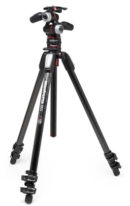 Manfrotto 3-Section Tripod Kit With 3-Way Head in Aluminium - Professional Photography Accessories With MOVE Quick Release System