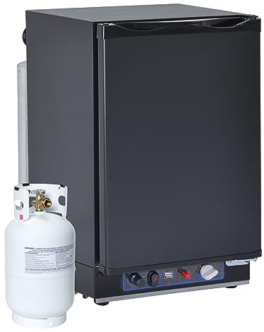 SMETA Nevera Trivalente, Nevera de Gas Butano 12V 220V, 40L, Silenciosa 0dB, Nevera Pequeña Camping para Furgoneta Autocaravana Coche Hotel Habitación Oficina, Negro