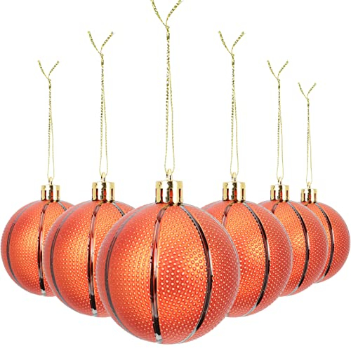 Weihnachtsdekorationen, Weihnachts-Basketball-Ornamente, 6 Stück, Weihnachtskugeln, Basketball-Bälle, bruchsichere Weihnachtsbaum-Ornamente, Bälle für Urlaub, Party, Weih