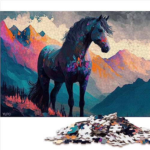 Majestätisches Pferd, 1000 Teile Puzzle für Erwachsene, Holzpuzzle für Erwachsene und Kinder ab 12 Jahren, 50 x 75 cm