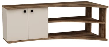 Destina Home Dion Corner TV-Lowboard (Nussbaum Mittel & Beige)