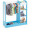 Maxmass Wooden Kids Wardrobe, Children Dress Up Storage with Mirror, Clothes Rail and Shelves, Toddler Pretend Storage Closet for Kindergarten, Nursery, Bedroom (Blue)