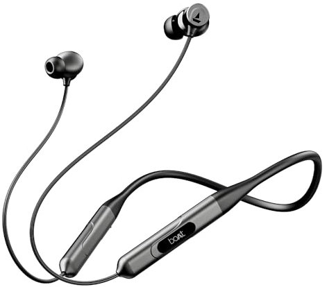 boAt Rockerz 255 ANC, 100Hrs Battery,Spatial Audio, ANC (~32dB), Fast Charge(10Mins=24HRS),3Mics AIENx,13mm Drivers, Bluetooth in Ear Neckband, Wireless with Mic Earphones (Raven Black)