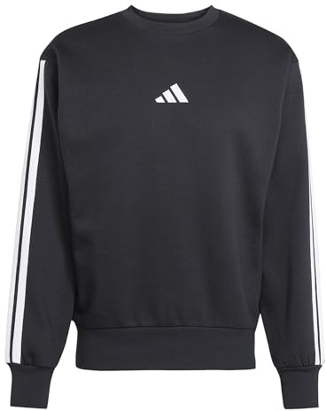 adidas Men's Essential Three Stripes Fleece Sweatshirt, black/white, M
