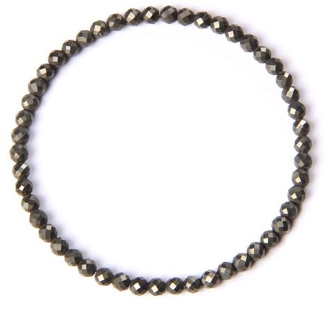4 Mm Naturstein-Perlen-Stretch-Armband – Vintage Schwarzer Pyrit Facettierter Edelstein-Perlen-Armreif, Charm-Schmuck, Geschenk, Unisex, Neuheit, Accessoires, Ornament, Geschenk Für Männer Und Fra