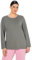 Ulla Popken Shirt, Slim, Rundhalsausschnitt, Langarm Manches Longues, Gris Vert, 56/58 FR Femmes