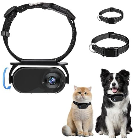 Fabater Katzenhalsband-Kamera, 120° Weitwinkel-Haustier-Sportkamera mit Rückenclip für Hunde und Katzen, OTG-Anschluss, Leichte Mini-Sport-Action-Körperkamera für Haustiere (Black)