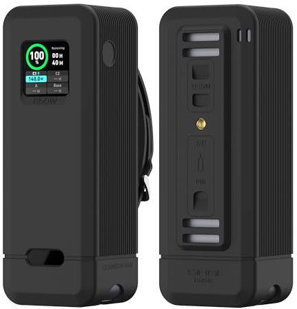 Silicone Case for Anker Power Bank 250W(27650mAh) with 1/4-inch nut Hole, TF/Sim Card, Card Pin Storage Slot, Protective Cover for Anker 250W Power Bank Skin-Friendly Anti-Lost with Handle, Black