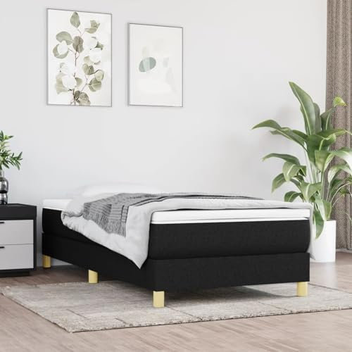 IKAYAA Lit 80 x 200 avec sommier Sommier 80x200 avec Pieds Sommier Tapissier Sommier à Lattes en Bois pour Adulte-Noir-80 x 200 cm-25 cm
