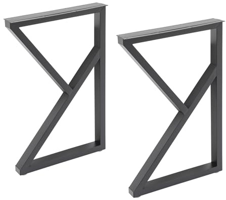 Pieds de Table en métal en Forme de K, 29 Pouces de Haut, Pieds de Table en métal de Style Industriel Moderne, Pieds de Table Robustes pour Meubles, Table Basse, Lot de 2 Noir