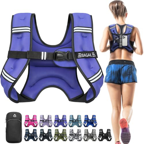 BAGAIL Weighted Vest for Strength Training, Bust Size Adjustable, Convenient Pocket, Iron Sand Weighted Vests, Ideal for Gym Workouts, Yoga Training and Aerobic Exercises