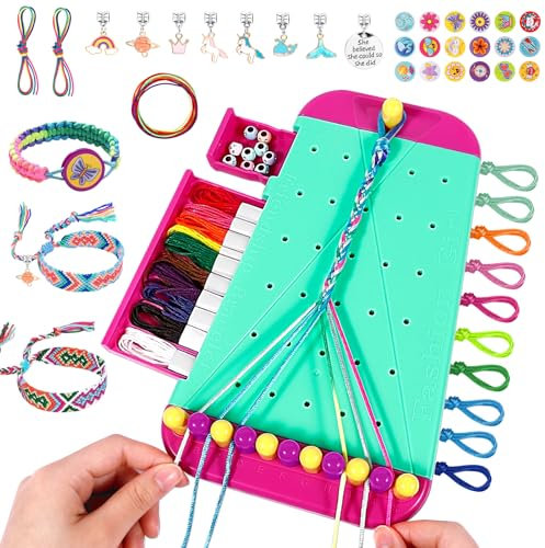 Freundschaft Armband Making Kit Spielzeug, Alter 7 8 9 10 11 12 Jahre alte Mädchen Geschenke Ideen, Geburtstagsgeschenk für Teenager-Mädchen, Kunst und Handwerk String Maker Tool, Armband DIY.