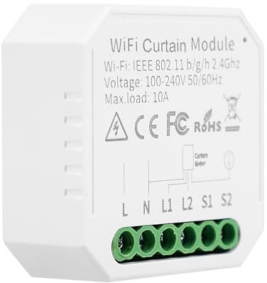 DewinLVD Interruptor Inteligente, Interruptor Persianas WIFI para Cortinas Persianas y Toldos APP y Voz Control Compatible con Alexa Google Home 240V 10A