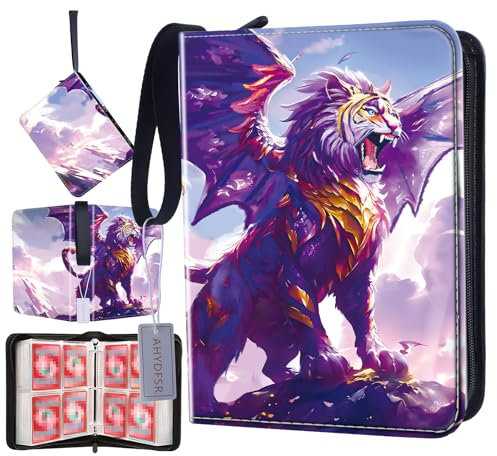 Sammelalbum für Karten,60 Seiten 480 Karten Kapazität,4 Taschen, Sammelkartenalben,Wasserdicht Karten Halter Heft Ordner, Sammelmappe ist beste Geschenk für Weihnachten,Kindertag und Geburtstage,Tiger