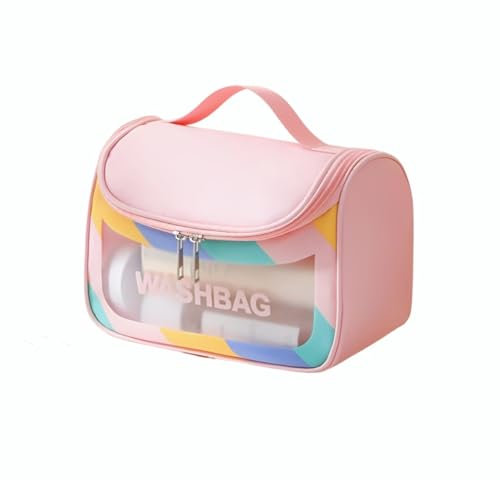 Belijoeuri,Necessaire per trucchi da viaggio,Borsa per Toilette Trasparente e Impermeabile, Design Moderno, Ideale per Cosmetici e Accessori da Viaggio (Rosa)