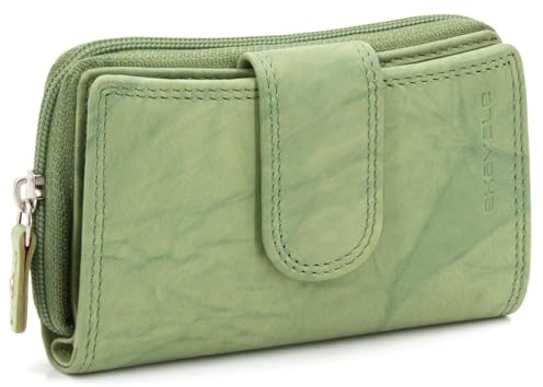Damen Portemonnaie RFID Schutz – Kompakte Geldbörse aus Echtleder für Frauen – Brieftasche mit vielen Kartenfächern und extra Münzfach – Stilvolles Accessoire für den Alltag (Antik-Pastellgrün)