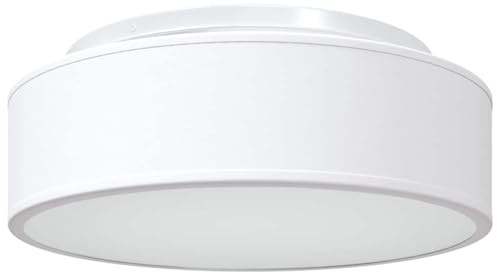 vidaXL Deckenlampe mit Strahlern Weiß 38 x 38 x 13,5 cm Stoff, Wohnzimmer, runde moderne Deckenlampe, verstellbares Spotlight, minimalistisches Design, gemütliche Innenbeleuchtung