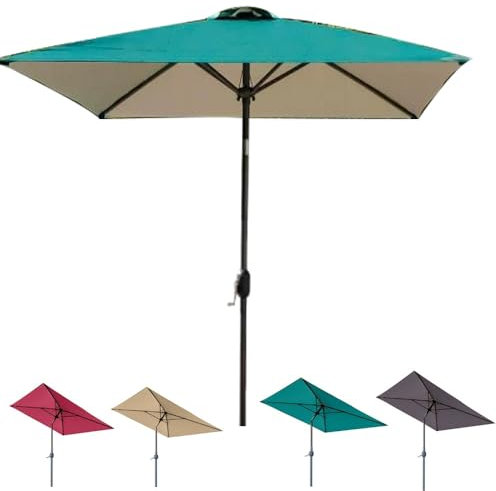 QSPNVFB Parasol De Terrasse Carré avec Manivelle Inclinable 200cm Parasol De Jardin Portable, Petit Parasol Pare-Soleil pour Terrasse, Piscine, Jardin(Green)