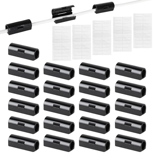100 Pcs Black Cable Clips Self Adhesive, Cable Organisers Clip, Black Outdoor Light Wire Clips Management Holder, Wire Clips Round, Wire Holders for Car, Wall, PC