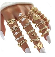 Hernin 23 Stück Vintage Ringe Set Vintage Ringe Gold/Silber Damen Stapelbare Offene Ring Knuckle Ring Set Boho Knuckle Fingerrings