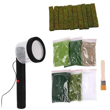 Ailan Static Grass Flocking Applicator Includes 1 Grass Applicator 6 Static Grasses 10 Bushes And 1 Brush DIY Decoration Kits Modeling Hobby Craft DIY Project Accessories Kits